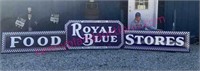 Old "Royal Blue Food Stores" 18ft porcelain sign