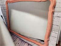 Vintage Salmon Wood Framed Mirror