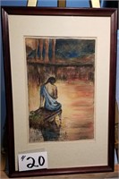 “Indian Maiden” signed L.C.N., watercolor