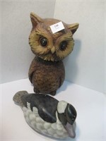Bobble Head Owl 13"H / Wooden Duck