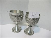 2 Silver Coloured Goblets 4.5"