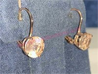 14K rose gold pink stone lever back earrings