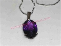 Sterling silver purple amethyst pendant necklace
