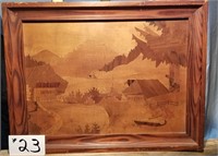 Vintage Wood Marquetry Art 1946 14 ½” X 19”