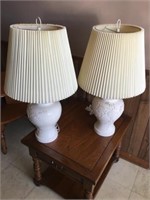 Pair of White Table Lamps