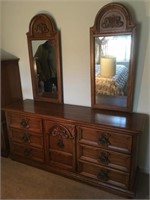 Dresser W/ Pair  Mirrors  ( 69" W x 19" x 32" T)