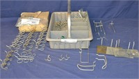 Tray of Pegboard Hooks & a box of Screendoor Chain