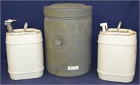 Lot of 3 Liquid Containers 2-5 gal. 1-10 gal.