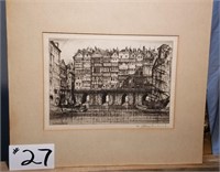 “Old Bristol Bridge” etching by Edward Sharland