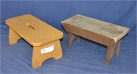 2 Handmade Wood Footstools