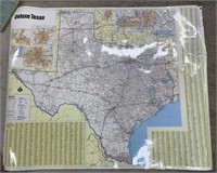LARGE DELUXE RAND MCNALLEY TEXAS WALL MAP 45"X36"