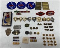 LOT OF MILITARY PINS, MEDALS AND PATCHES