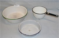 3 PCS. OF VTG. ENAMEL COOKWARE