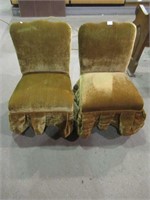 Vintage Velvet Covered Chairs 15"H to Seat