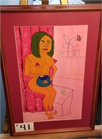 Nude Watercolor signed Fenstermaker