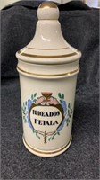 Porcelain canister 11.5” tall 4.5”wide