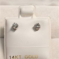 14kt White Gold & Diamond Stud Earrings COA