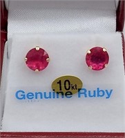 10kt Gold & Ruby Stud Earrings