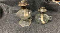 Set of 2 oil lamps 7” and 5” tall