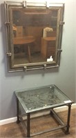 (2) GLASS TOP TABLE AND MIRROR