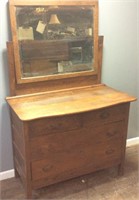 ANTIQUE VANITY DRESSER w MIRROR