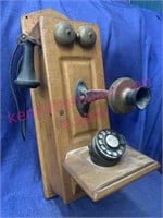 Antique Chicago oak wall telephone