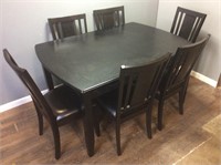 DINING TABLE & 6 CHAIRS w LEAF