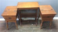 PAIR OF VINTAGE END TABLES & HALL TABLE