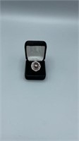 Garnet stone German silver size 8 ring