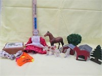 Doll & Wooden Farm Set