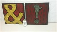 Two Metal Wall Hanging Tin Art 16x16"