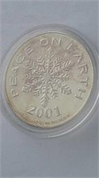One Troy Oz .999 Fine Silver Peace On Earth Coin