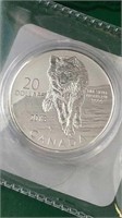 2013 Canada Fine Silver $20 Wolf Coin NO TAX