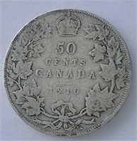 1910 Canada Silver 50 Cent Coin