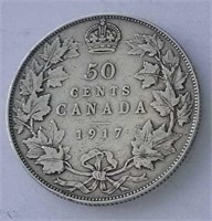 1917 Canada Silver 50 Cent Coin