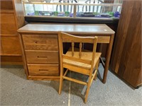 Oak Mid Century Modern Desk and Chair