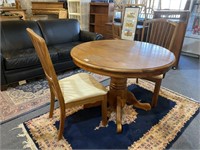 Round Oak Table and 2 Chairs