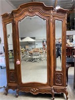 Antique 3-door Mirrors Louis XV Armoire