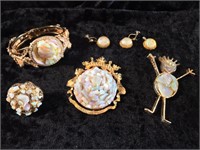 Vintage Gold Tone Natural Opal Costume Jewelry