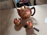 Vintage Copper Brass 82 Tea Set Wood Handles