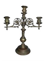 Antique Three Light Brass Candelabrum