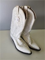 White Women's Justin Leather Cowboy Boots Sz 7C