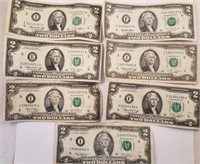 (7) $2 Federal Reserve Notes, Series of 1976 **