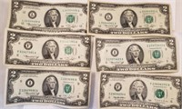 (6) $2 Federal Reserve Notes **