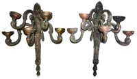 Pair of Bronze & Copper 5 Light Wall Sconces