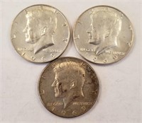 (3) 1969-D Kennedy 1/2 Dollars, Higher Grade