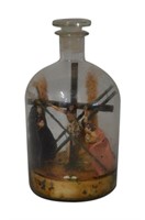 Antique Folk Art Crucifixion Diorama in Bottle