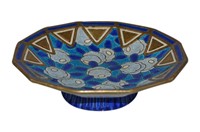 French Art Deco Longwy Enameled Pottery Dish