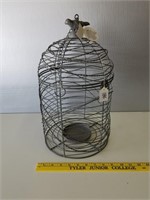 Grey Wire Bird Cage Candle Holder 9 1/" diam x 16"