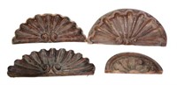 Lot of 4 Antique Carved Shell Decorative Elements